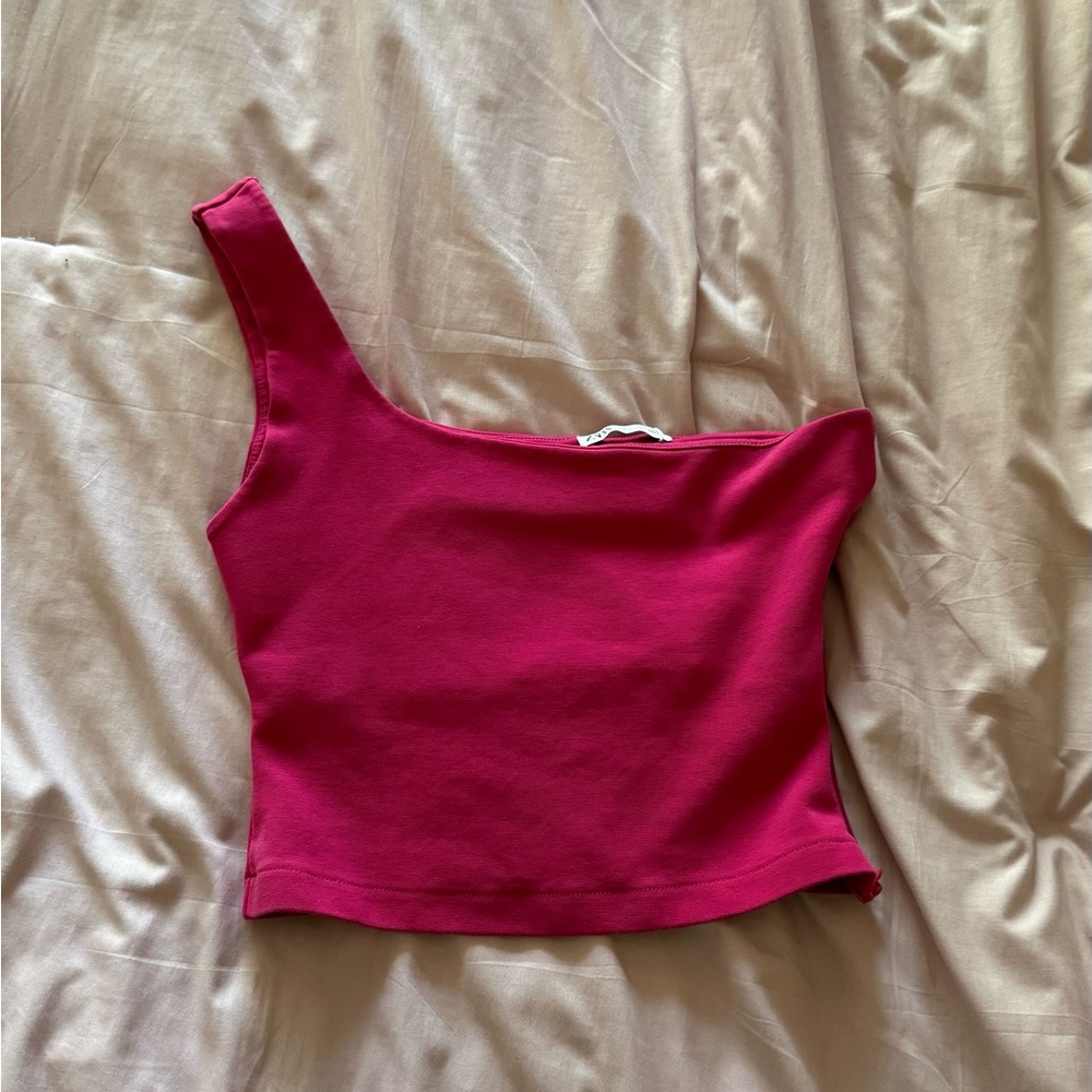 Zara One-Shoulder Pink Crop Top - Women